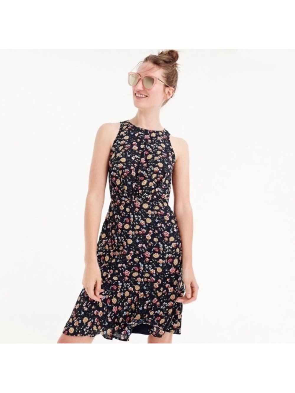 J crew mercantile high neck floral Navy Dress